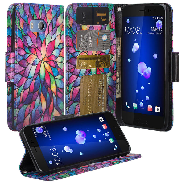 HTC U11 Wallet Case - rainbow flower - www.coverlabusa.com