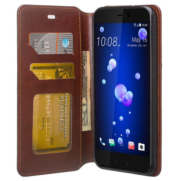 HTC U11 Wallet Case - brown - www.coverlabusa.com