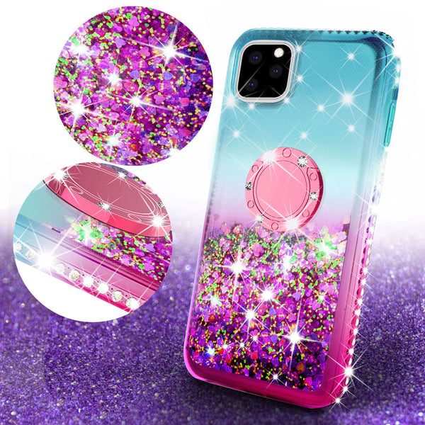 glitter phone case for apple iphone 12 pro max - teal/pink gradient - www.coverlabusa.com