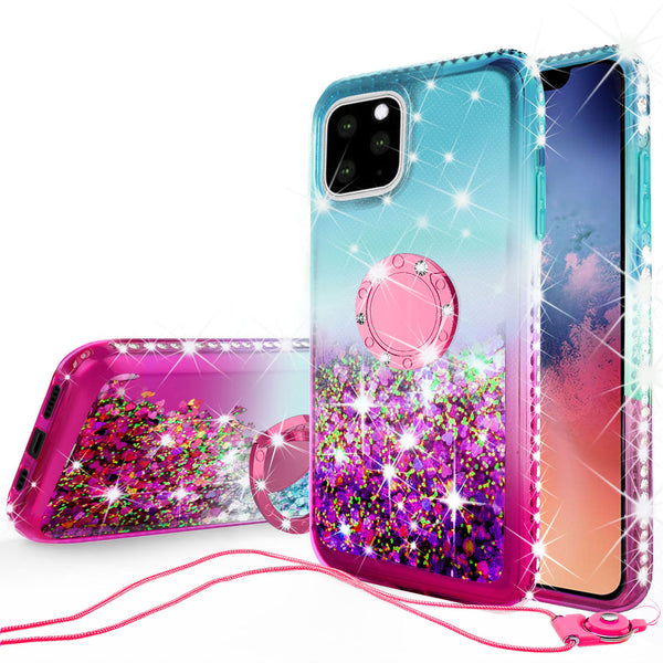 glitter phone case for apple iphone 12 pro max - teal/pink gradient - www.coverlabusa.com