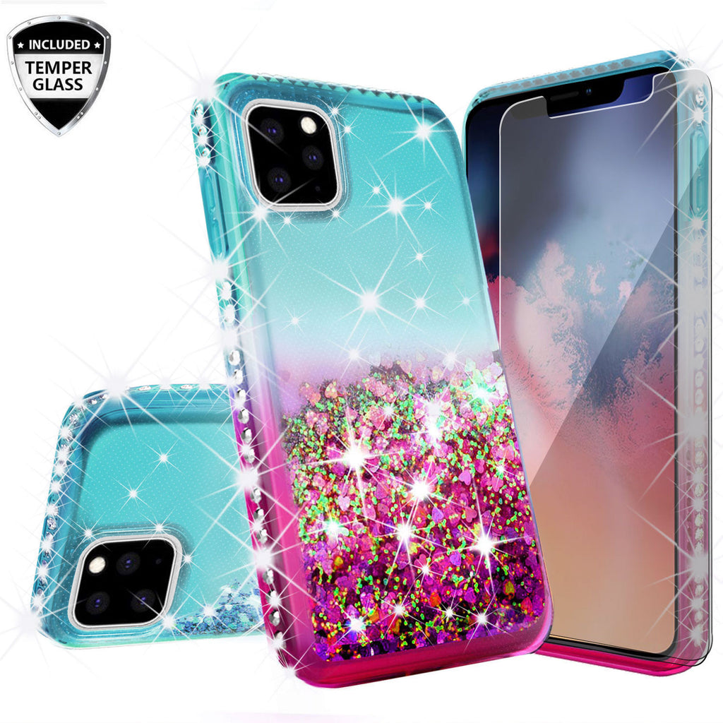 glitter phone case for apple iphone 11 pro - pink/teal gradient - www.coverlabusa.com