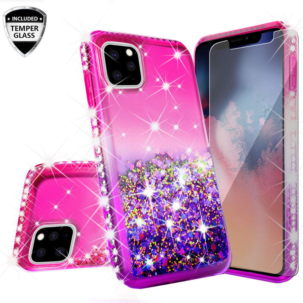 glitter phone case for apple iphone 11 pro max - hot pink/purple gradient - www.coverlabusa.com