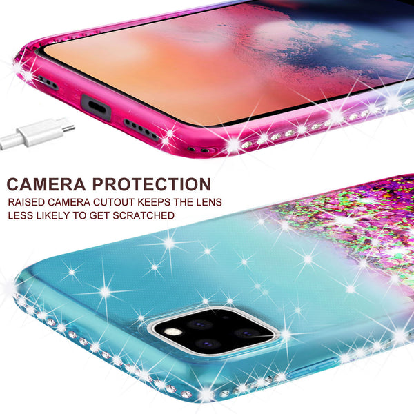 glitter phone case for apple iphone 12 pro max - pink/teal gradient - www.coverlabusa.com