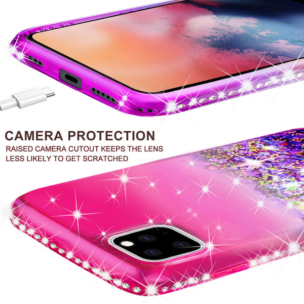 glitter phone case for apple iphone 11 pro - hot pink/purple gradient - www.coverlabusa.com