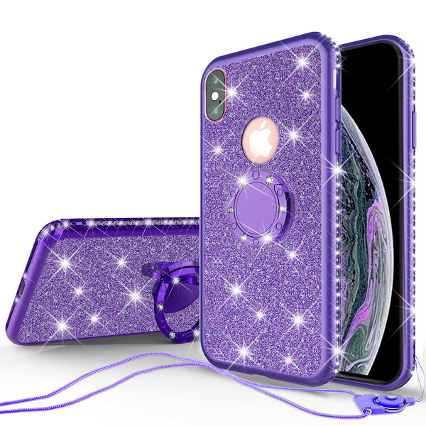 apple iphone xr glitter bling fashion 3 in 1 case - purple - www.coverlabusa.com