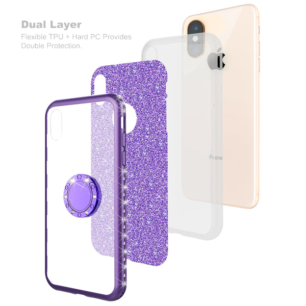 apple iphone xs max glitter bling fashion 3 in 1 case - purple - www.coverlabusa.com