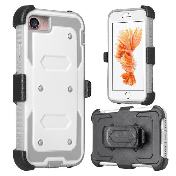 iPhone 8 case, Apple iPhone 8 holster shell combo | heavy duty with screen protector - white - www.coverlabusa.com
