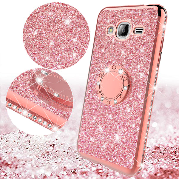 samsung galaxy j3 glitter bling fashion case - rose gold - www.coverlabusa.com