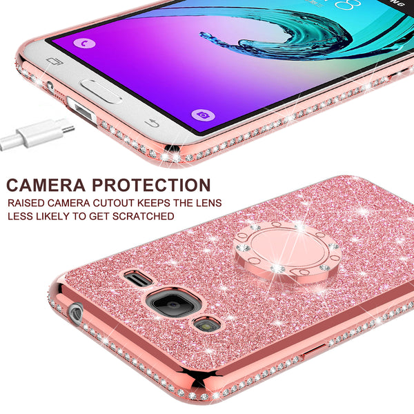 samsung galaxy j3 glitter bling fashion case - rose gold - www.coverlabusa.com