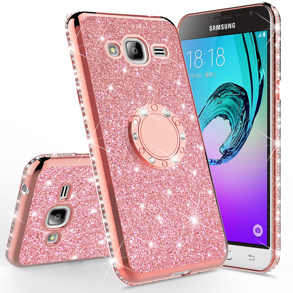 samsung galaxy j3 glitter bling fashion case - rose gold - www.coverlabusa.com