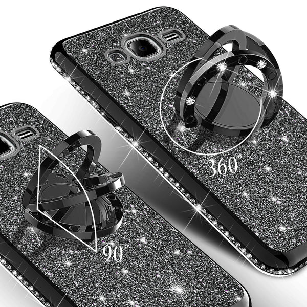 samsung galaxy j3 glitter bling fashion case - black - www.coverlabusa.com