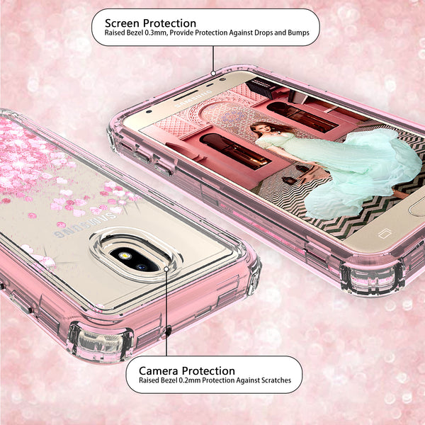 hard clear glitter phone case for samsung galaxy j3 2018 - pink - www.coverlabusa.com 