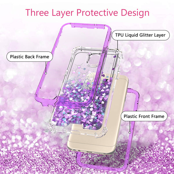 hard clear glitter phone case for samsung galaxy j7 2018 - purple - www.coverlabusa.com 
