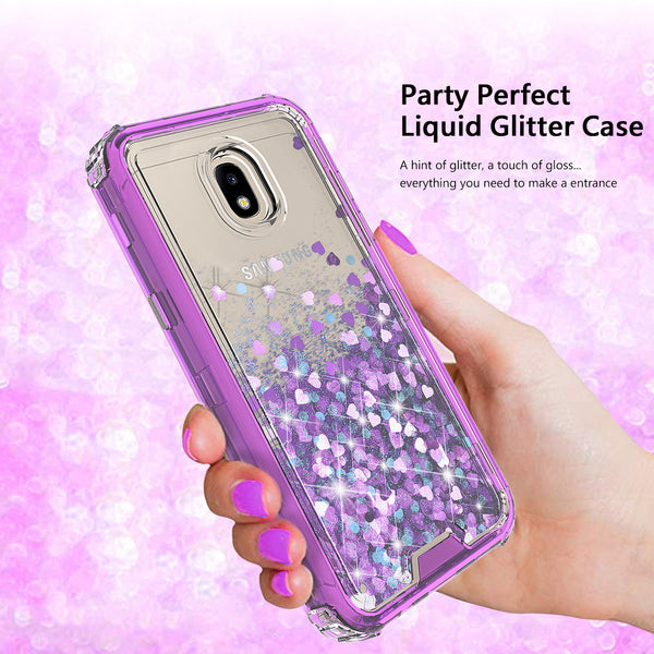 hard clear glitter phone case for samsung galaxy j3 2018 - purple - www.coverlabusa.com 
