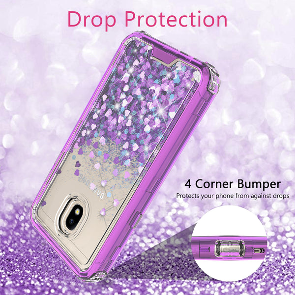 hard clear glitter phone case for samsung galaxy j7 2018 - purple - www.coverlabusa.com 
