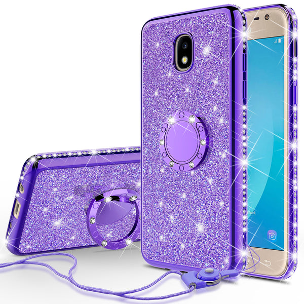 samsung galaxy j7 (2018) glitter bling fashion case - purple - www.coverlabusa.com