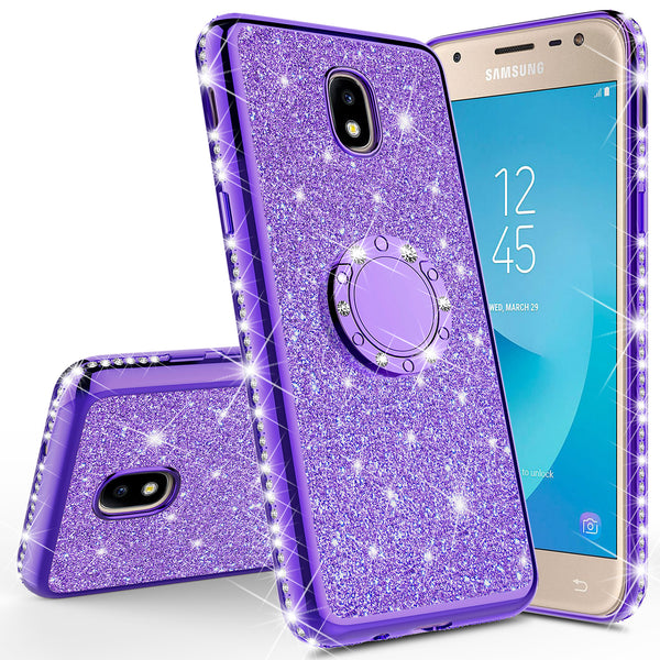 samsung galaxy j3 (2018) glitter bling fashion case - purple - www.coverlabusa.com