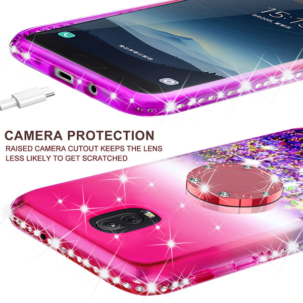 glitter ring phone case for samsung galaxy J7 2018 - pink gradient - www.coverlabusa.com