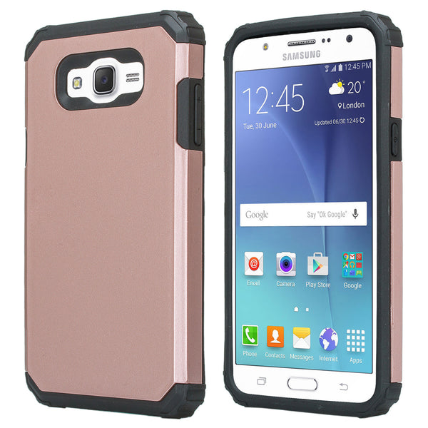 Samsung Galaxy J7 (Boost Mobile,Virgin,MetroPcs,T-Mobile) Dual Layered Slim Hybrid Case - Rose Gold-www.coverlabusa.com