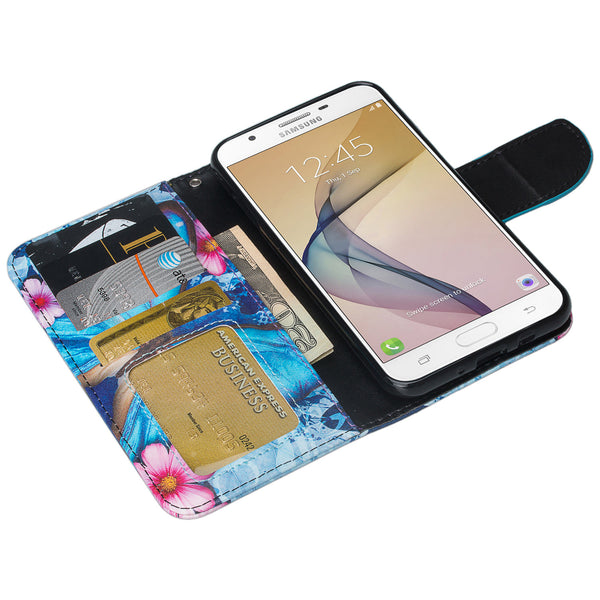 Samsung J7(2017), J7 Sky Pro, J7 V, J7 Perx Wallet Case - blue butterfly- www.coverlabusa.com