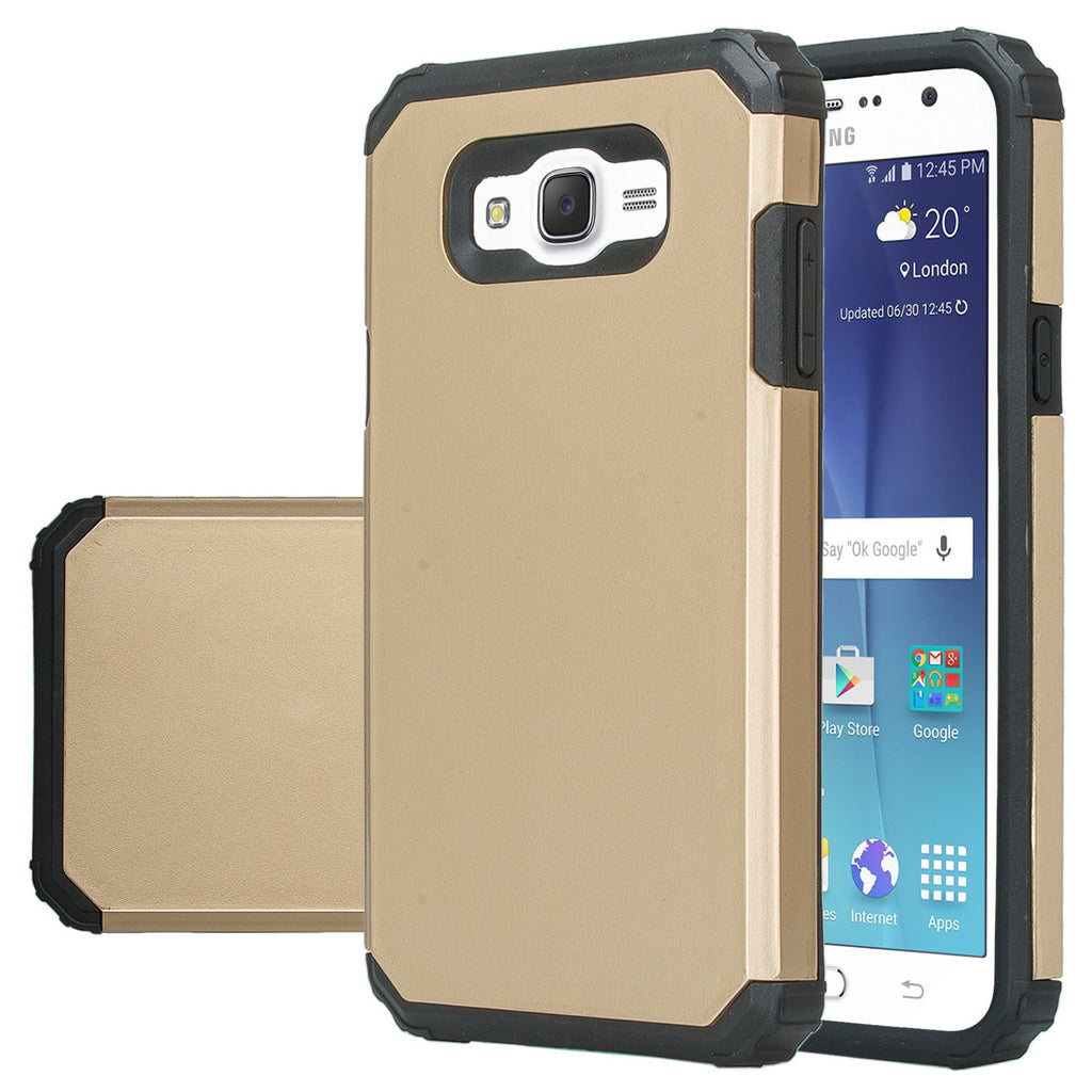 Samsung Galaxy J7 (Boost Mobile,Virgin,MetroPcs,T-Mobile) Dual Layered Slim Hybrid Case - Gold-www.coverlabusa.com