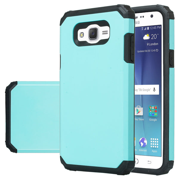 Samsung Galaxy J7 (Boost Mobile,Virgin,MetroPcs,T-Mobile) Dual Layered Slim Hybrid Case - Teal -www.coverlabusa.com
