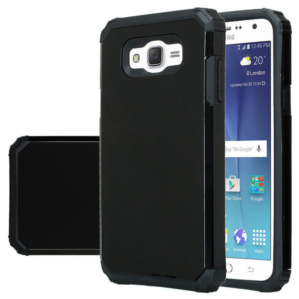 Samsung Galaxy J7 (Boost Mobile,Virgin,MetroPcs,T-Mobile) Dual Layered Slim Hybrid Case - Black -www.coverlabusa.com