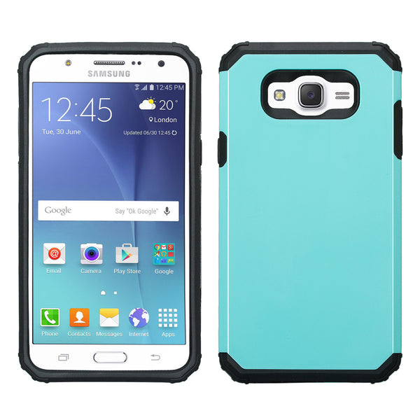 Samsung Galaxy J7 (Boost Mobile,Virgin,MetroPcs,T-Mobile) Dual Layered Slim Hybrid Case - Teal -www.coverlabusa.com