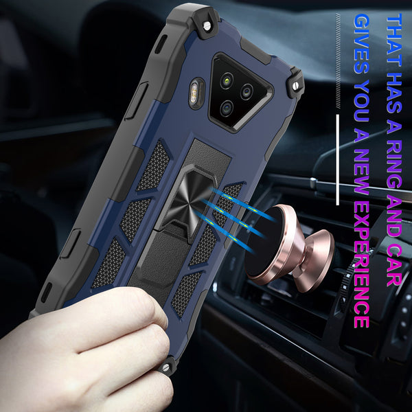 ring car mount kickstand hyhrid phone case for kyocera duraforce ultra 5g - blue - www.coverlabusa.com