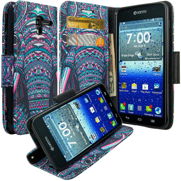 kyocera hydro view wallet case - tribal elephant - www.coverlabusa.com