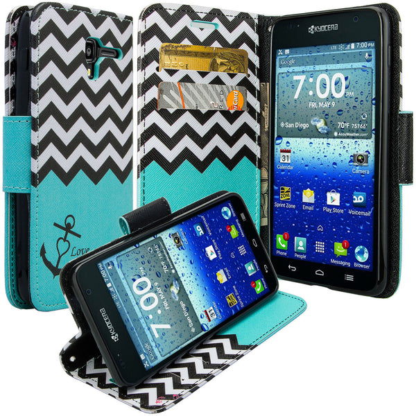 kyocera hydro view wallet case - teal anchor - www.coverlabusa.com