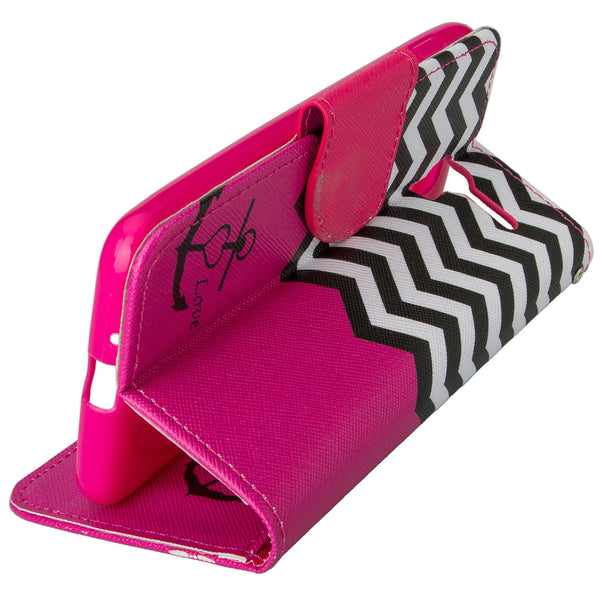kyocera hydro view wallet case - hot pink anchor - www.coverlabusa.com