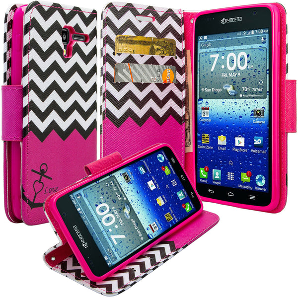 kyocera hydro view wallet case - hot pink anchor - www.coverlabusa.com
