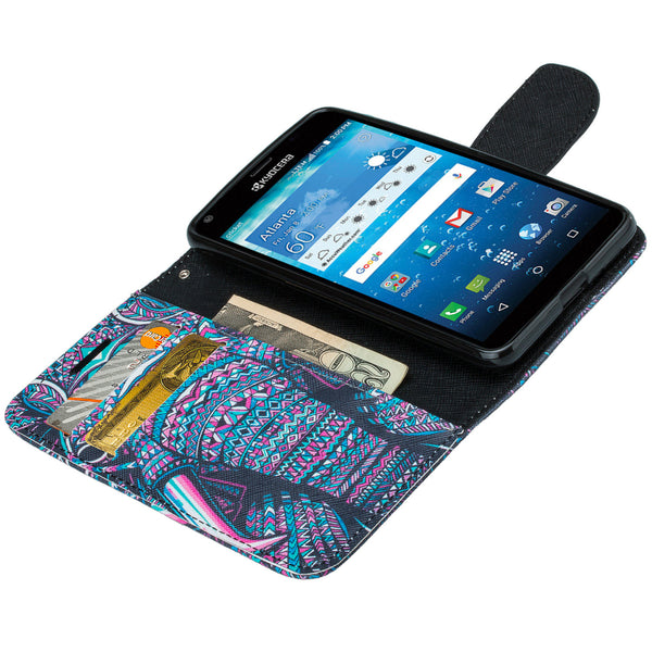 kyocera hydro view wallet case - tribal elephant - www.coverlabusa.com