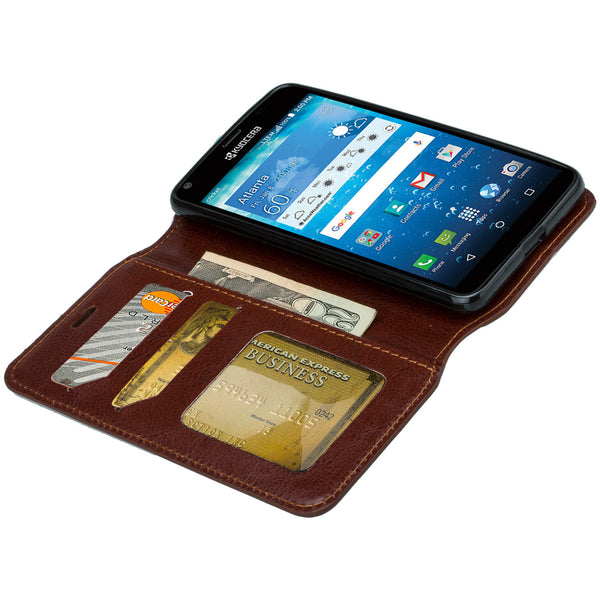 kyocera hydro view wallet case - brown - www.coverlabusa.com