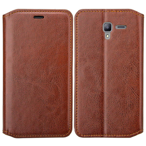 kyocera hydro view wallet case - brown - www.coverlabusa.com