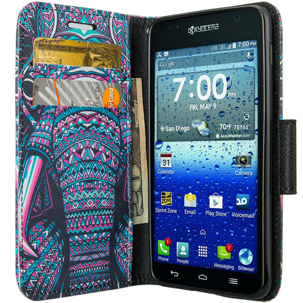 kyocera hydro view wallet case - tribal elephant - www.coverlabusa.com