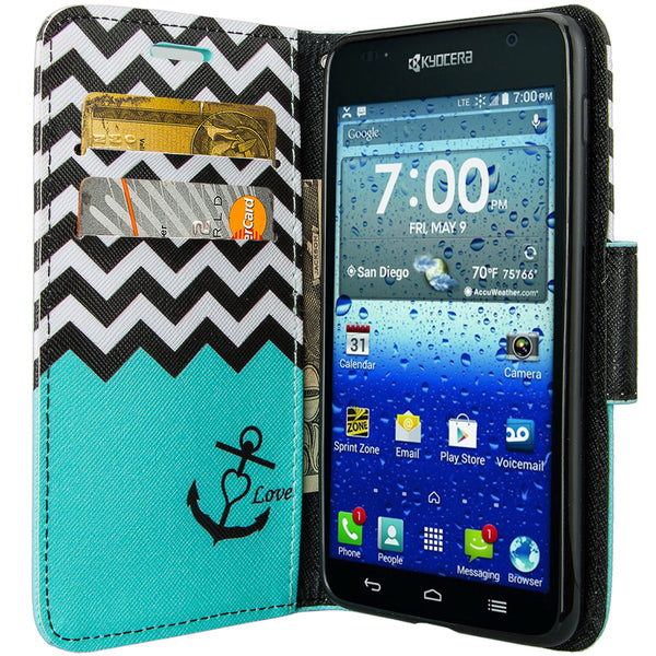 kyocera hydro view wallet case - teal anchor - www.coverlabusa.com