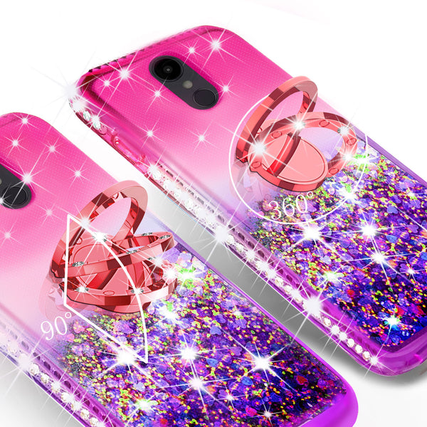 glitter ring phone case for lg aristo 4 plus - hot pink gradient - www.coverlabusa.com 