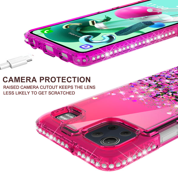 glitter phone case for lg k92 5g - hot pink/purple gradient - www.coverlabusa.com
