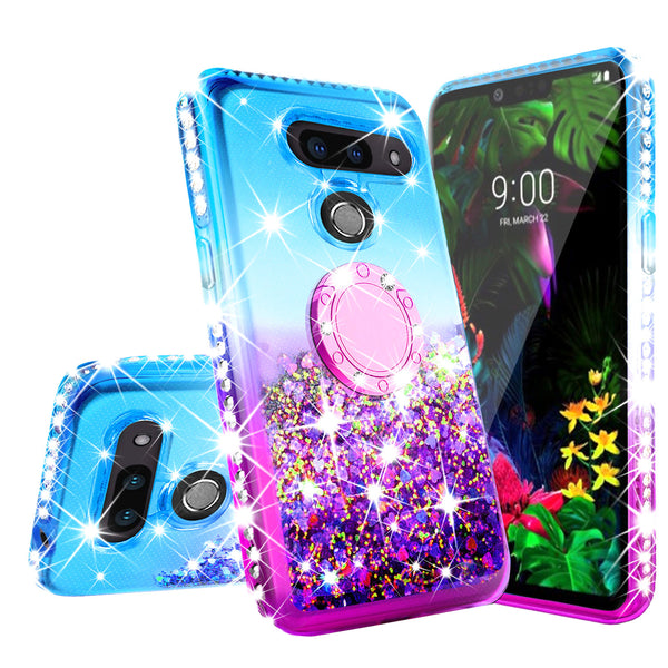 glitter ring phone case for lg g8 thinq - teal gradient - www.coverlabusa.com 