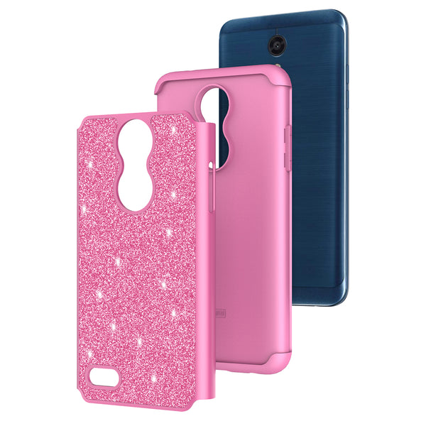LG K10 (2018) Glitter Hybrid Case - Hot Pink - www.coverlabusa.com