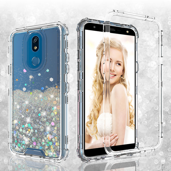 hard clear glitter phone case for lg k40 - clear - www.coverlabusa.com 