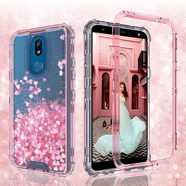 hard clear glitter phone case for lg escape plus - pink - www.coverlabusa.com 