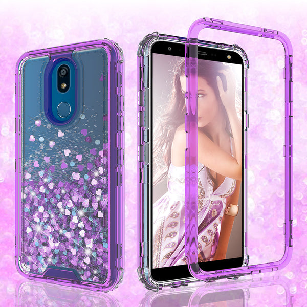 hard clear glitter phone case for lg escape plus - purple - www.coverlabusa.com 