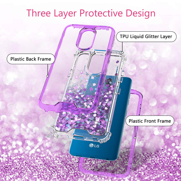hard clear glitter phone case for lg escape plus - purple - www.coverlabusa.com 