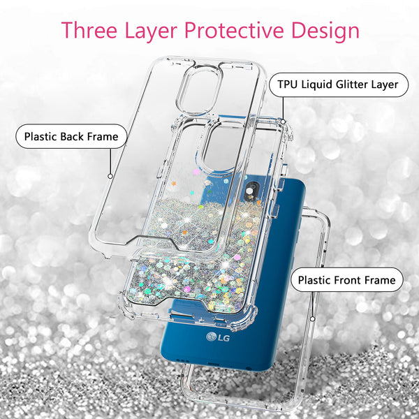 hard clear glitter phone case for lg k40 - clear - www.coverlabusa.com 