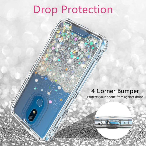 hard clear glitter phone case for lg k40 - clear - www.coverlabusa.com 