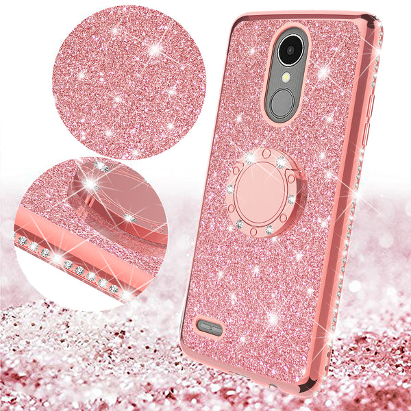 lg k20 plus, k20 v, harmony, k10 2017 glitter bling fashion case - rose gold - www.coverlabusa.com