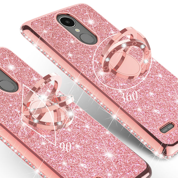 lg k20 plus, k20 v, harmony, k10 2017 glitter bling fashion case - rose gold - www.coverlabusa.com